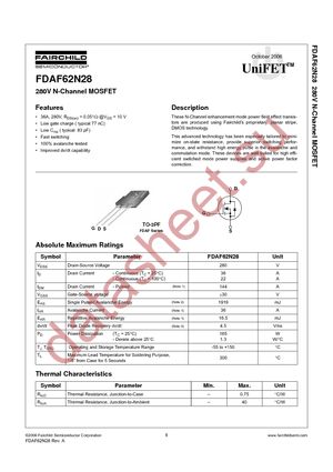FDAF62N28 datasheet  